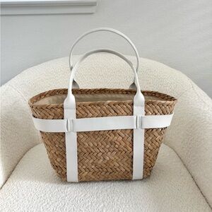 Mark and Graham Baja Palm Leaf Raffia Beach Tote Bag - Small
